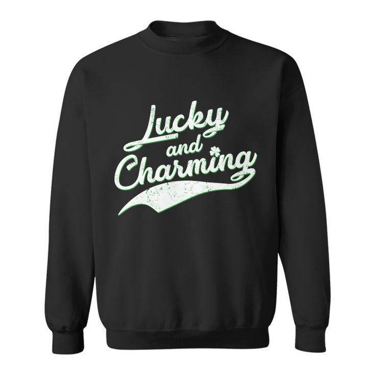Lucky And Charming St Patricks Day Graphic Design Printed Casual Daily Basic Sweatshirt