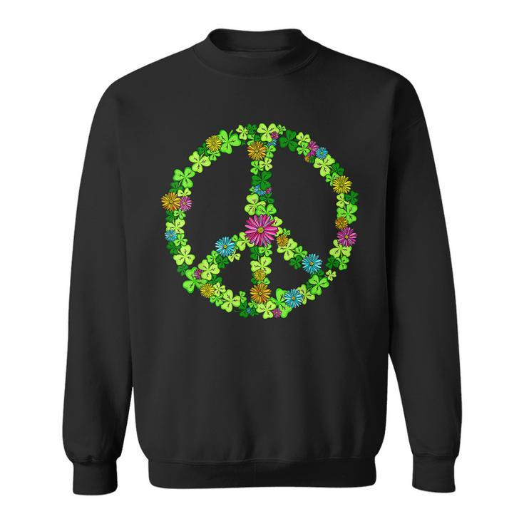 Lucky Shamrock Peace Sign St Patricks Day Hippie Clover Leaf  Men Women Sweatshirt Graphic Print Unisex