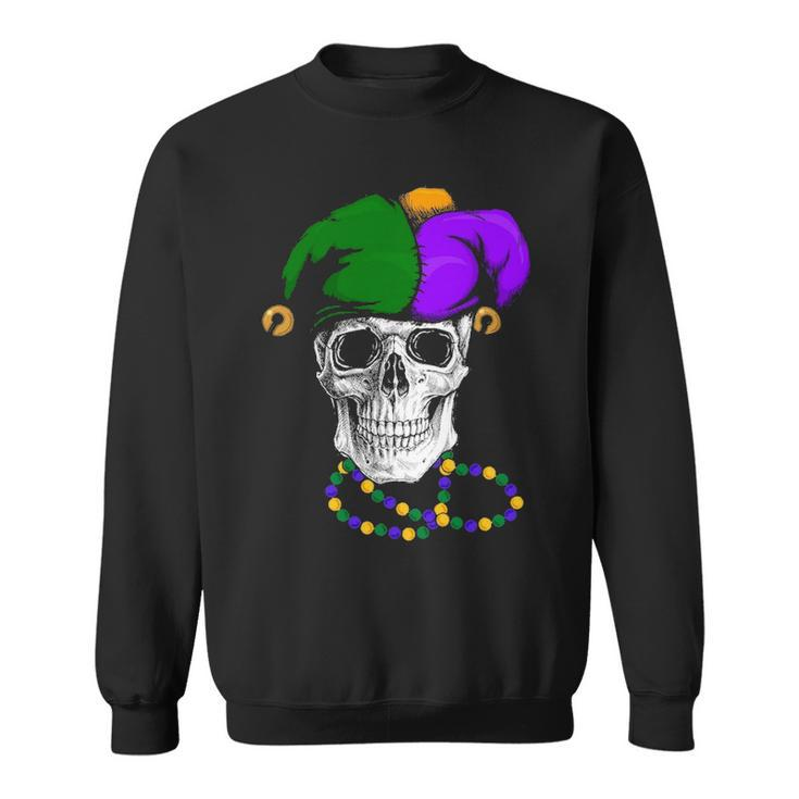 Mardi Gras Skull Jester Hat Sweatshirt