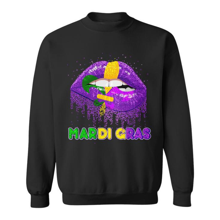 Mardi Gras Sparkle Lips Sweatshirt