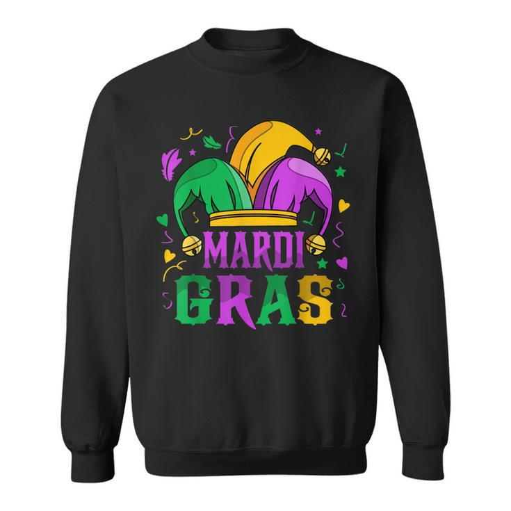 Mardi GrasMardi Gras 2022 Beads Mask Feathers  V2 Men Women Sweatshirt Graphic Print Unisex