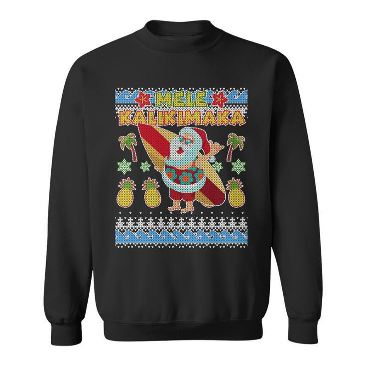 Mele Kalikimaka Santa Ugly Christmas Hawaiian Sweatshirt