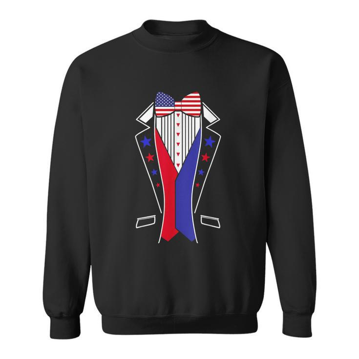 Mens 4Th Of July Tuxedo Costume Bow Tie American Flag Usa Sweatshirt