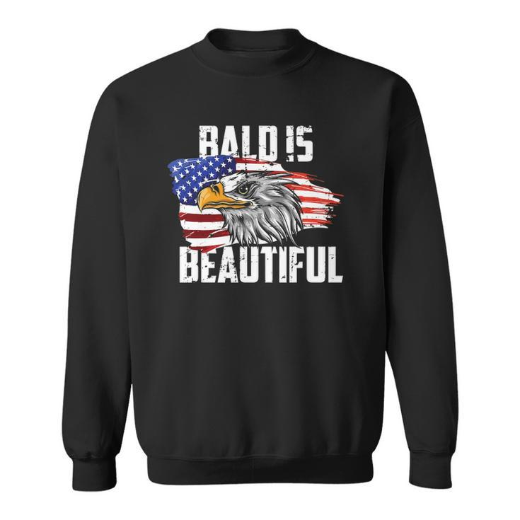 Mens Bald Is Beautiful July 4Th Eagle Patriotic American Vintage Sweatshirt