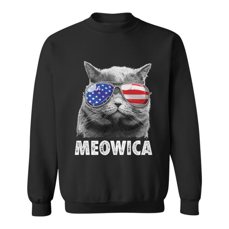 Meowica Cat 4Th Of July Merica Men Women Usa American Flag Sweatshirt