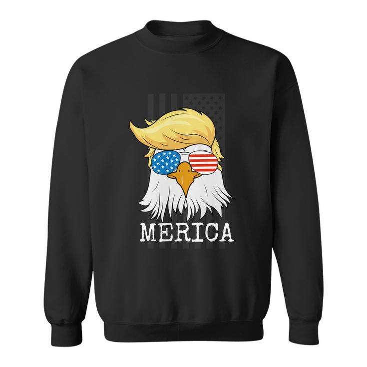 Merica Bald Eagle 4Th Of July Trump American Flag Funny Gift Sweatshirt