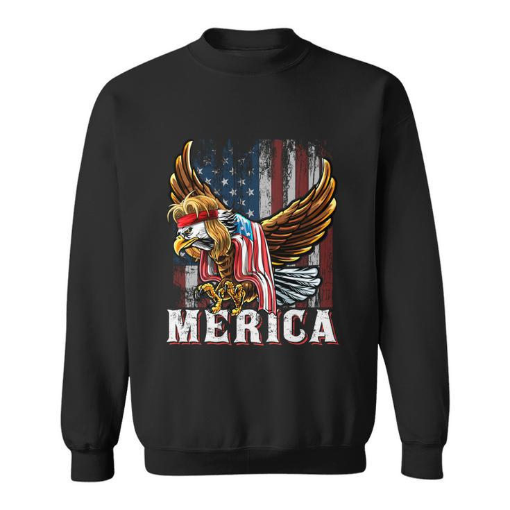 Merica Bald Eagle Mullet 4Th Of July American Flag Patriotic Meaningful Gift Sweatshirt