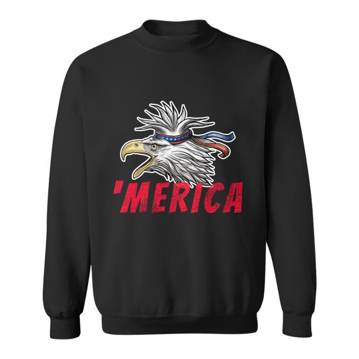 Merica Usa Bald Eagle Mullet Distressed 4Th Of July Gift Funny Gift Sweatshirt