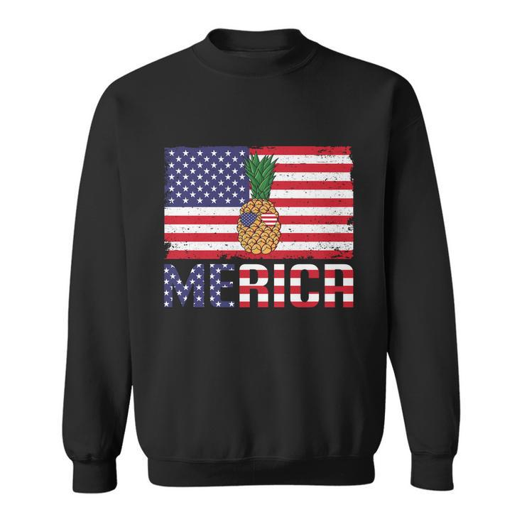 Merican Pineapple Usa Flag Graphic 4Th July Plus Size Shirt Sweatshirt