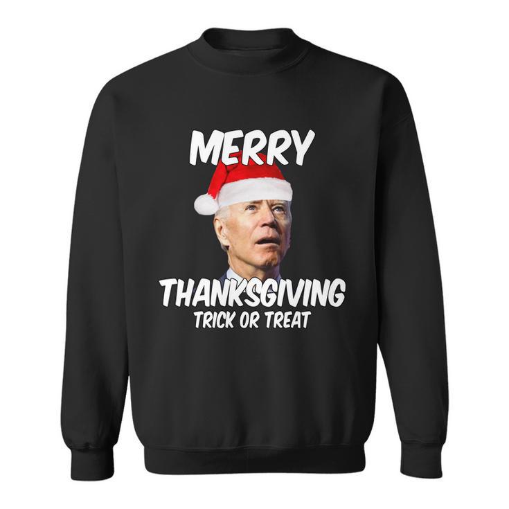 Merry Thanksgiving Trick Or Treat Funny Christmas Joe Biden Tshirt Sweatshirt