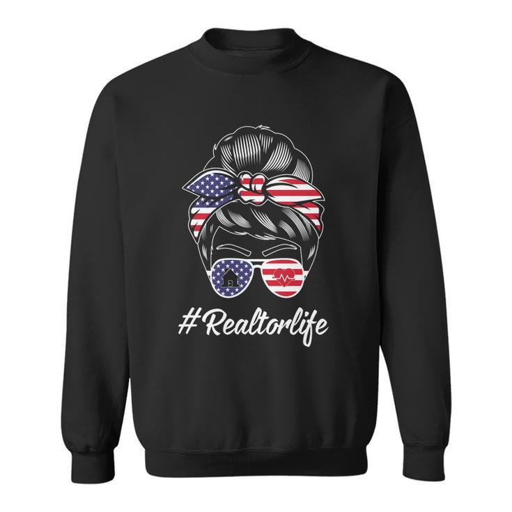 Messy Bun Realtor Life 4Th Of July Plus Size Shirt For Mom Girl Sweatshirt