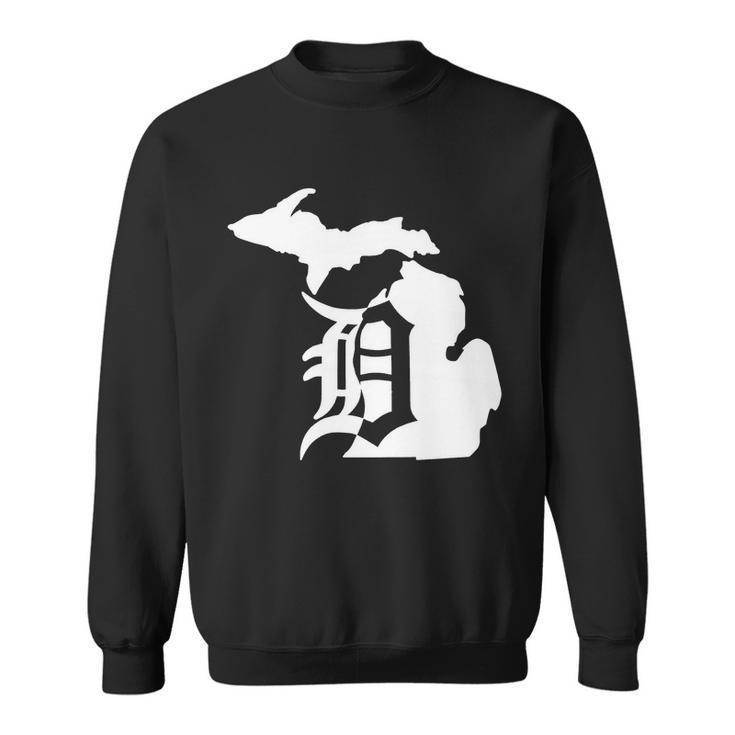 Michigan Mitten Old English D Detroit  Sweatshirt