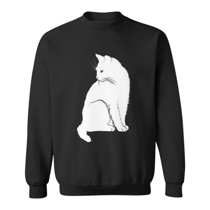 Minimalist Cute Black Cat Owner Feline Art Kitten Lover Gift Men Women Sweatshirt Graphic Print Unisex