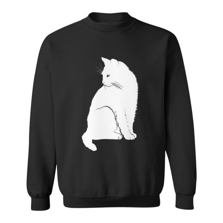 Minimalist Cute Black Cat Owner Feline Art Kitten Lover Gift V2 Men Women Sweatshirt Graphic Print Unisex