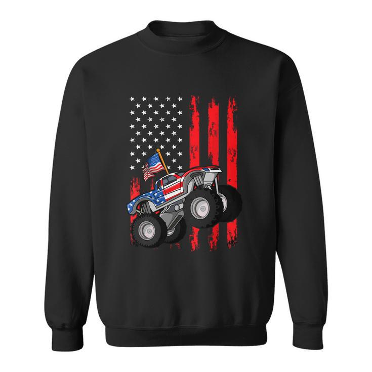 Monster Truck American Flag Racing Usa Patriotic Sweatshirt