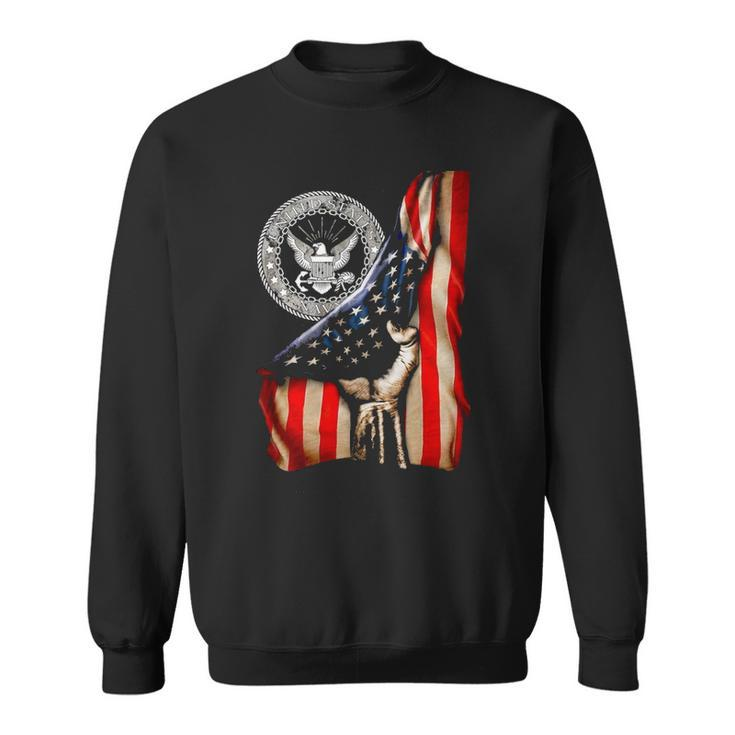 Navy Flag Front Sweatshirt