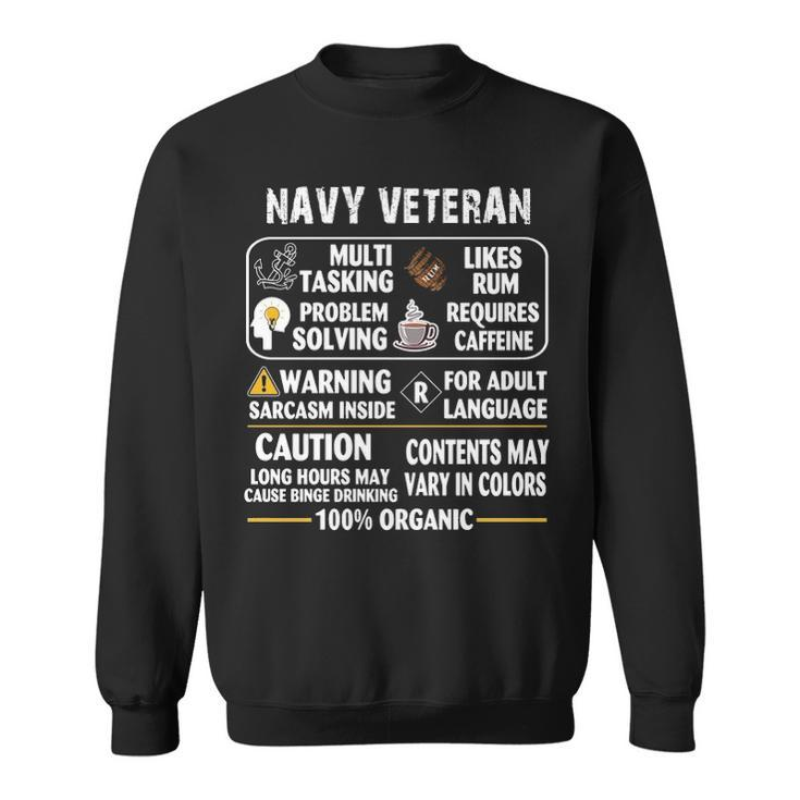 Navy Veteran - 100 Organic Sweatshirt