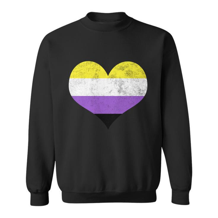 Noncute Giftbinary Heart Flag Pride Identity Lgbt Noncute Giftbinary Graphic Fun Sweatshirt