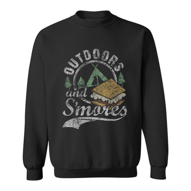 Outdoors And Smores Funny Campfire Camping Distressed Gift Sweatshirt