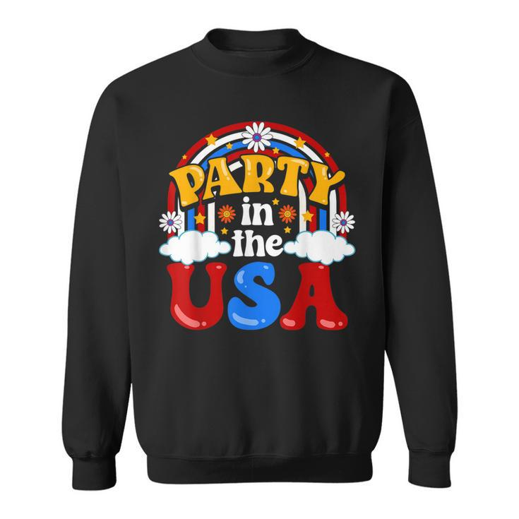 Party In The Usa Vintage Daisy Flowers 4Th Of July Patriotic  Sweatshirt