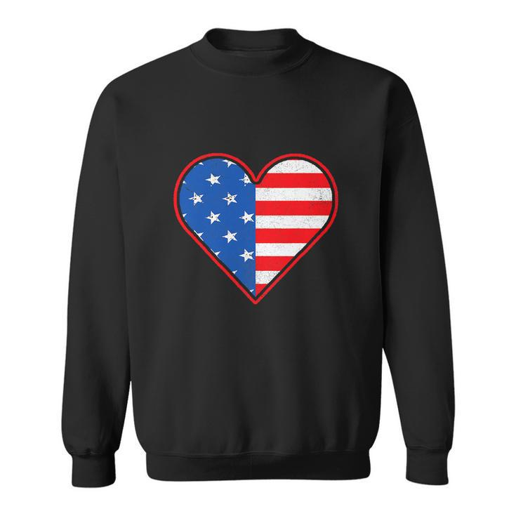 Patriotic American Flag Heart For 4Th Of July Girl Sweatshirt