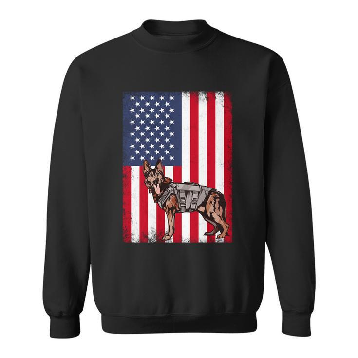 Patriotic German Shepherd American Flag Grunge Dog Lover Gift Sweatshirt