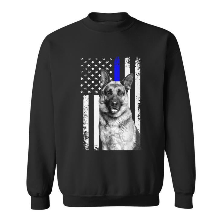 Patriotic German Shepherd Dog American Flag Thin Blue Line Gift Sweatshirt