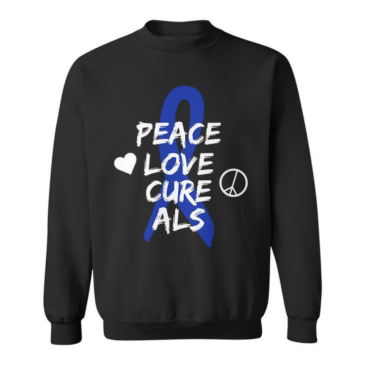 Peace Love Cure Als Awareness Tshirt Sweatshirt