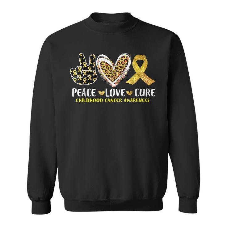 Peace Love Cure Childhood Cancer Awareness Leopart Heart  V6 Men Women Sweatshirt Graphic Print Unisex