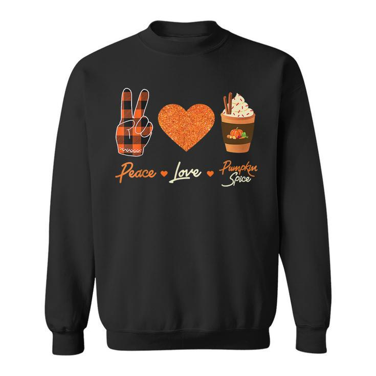 Peace Love Pumpkin Spice Fall Autumn Plaid Drinks Halloween  Sweatshirt