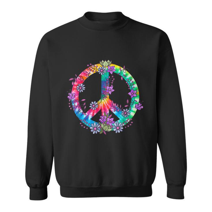 Peace Sign Love Flowers 60S 70S Tie Dye Hippie Costume Sweatshirt
