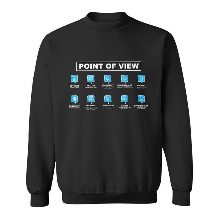 Philosophy Points Of View Glass Half Full Or Half Empty Joke Sweatshirt
