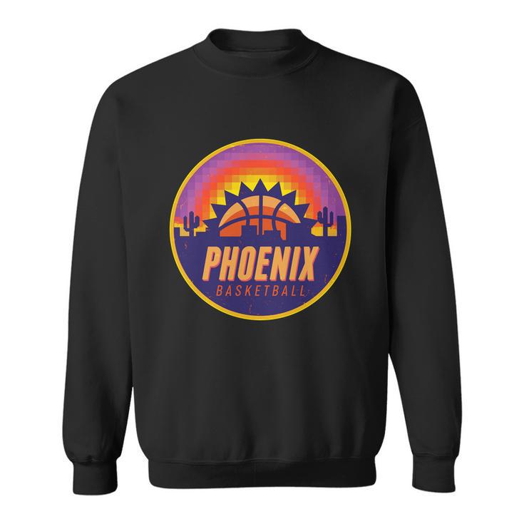 Phoenix Basketball Retro Logo Pixel Sunset Sweatshirt