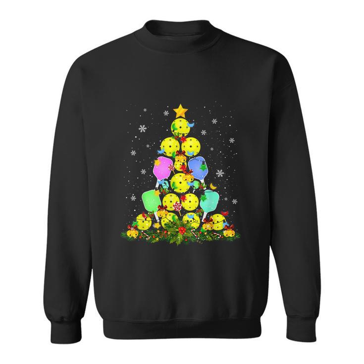 Pickleball Christmas Tree Santa Pickleball Xmas Lights Gift Sweatshirt