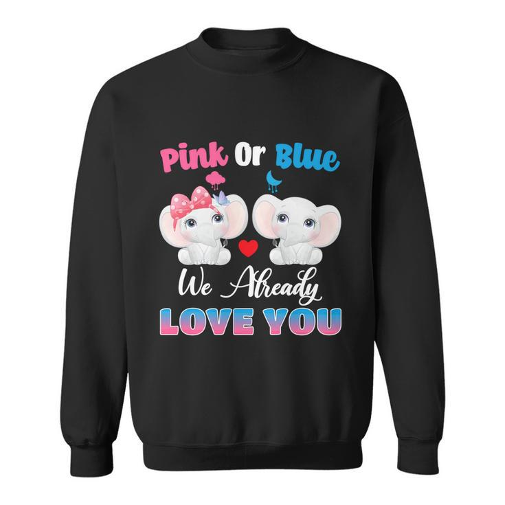 Pink Or Blue We Always Love You Funny Elephant Gender Reveal Gift Sweatshirt