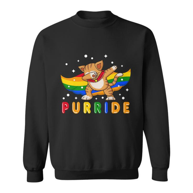 Pride Month Dabbing Purride Cat Gay Pride Lgbt Sweatshirt