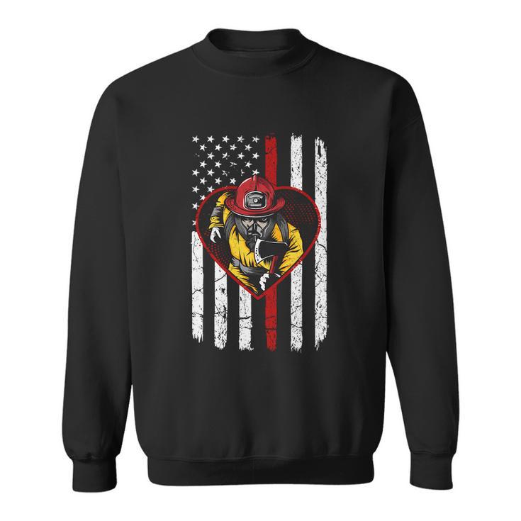 Proud To Be A Firefighter Usa American Flag Thin Red Line Sweatshirt