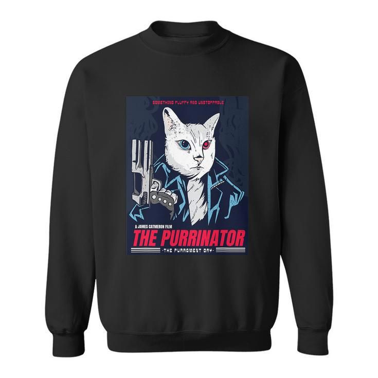 Purrinator Badass Cat Purrgment Day Funny Cat Movie Lovers Sweatshirt