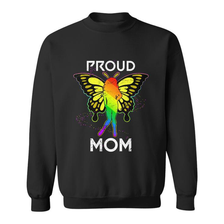 Rainbow Butterfly Proud Lesbian Mom Mothers Day Gift Lgbt Cool Gift Sweatshirt
