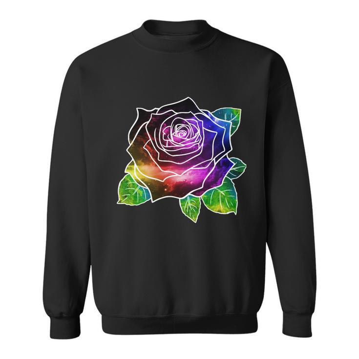 Rainbow Galaxy Floral Rose Sweatshirt