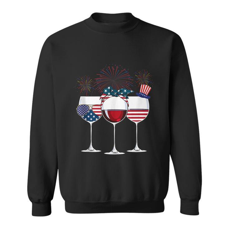 Red White And Blue Wine Glass 4Th Of July Sweatshirt