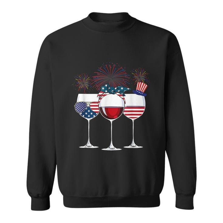 Red White And Blue Wine Glass 4Th Of July V2 Sweatshirt