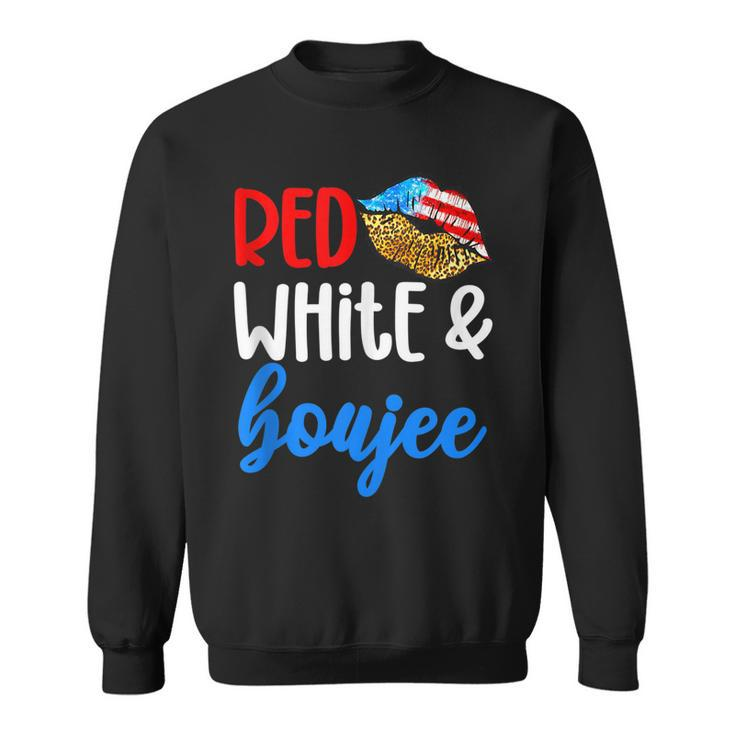Red White And Boujee Funny 4Th Of July American Flag Lips  Sweatshirt