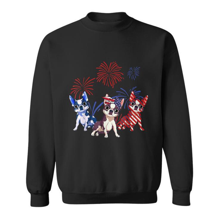 Red White Blue Boston Terrier Usa Flag 4Th Of July Sweatshirt