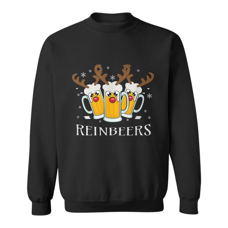 Reinbeers Funny Reindeer Beer Christmas Drinking Graphic Design Printed Casual Daily Basic Sweatshirt