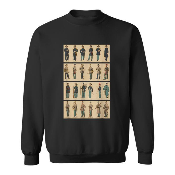 Retro Art Usa Military History Dress Guide Vintage Civil War Sweatshirt