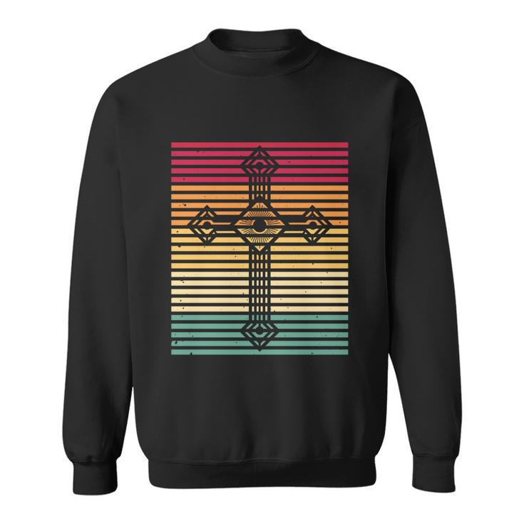 Retro Christian Gift Vintage Catholic Cross Christianity Great Gift Sweatshirt