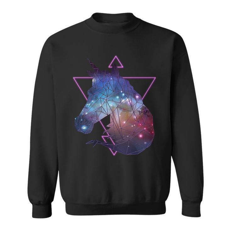 Retro Eighties Polygon Galaxy Unicorn Sweatshirt