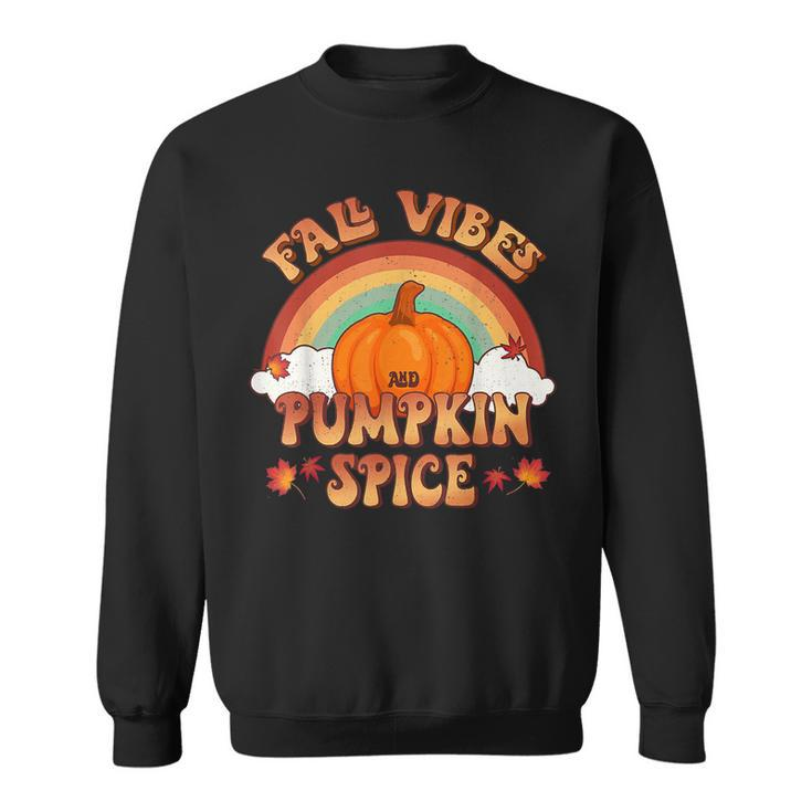 Retro Fall Vibes And Pumpkin Spice Rainbow Fall Autumn  Sweatshirt