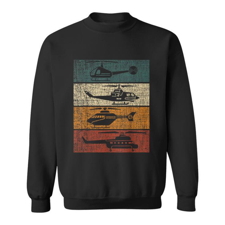 Retro Helicopter Pilot Vintage Aviation Sweatshirt